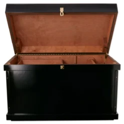 SmartPak Deluxe Wood Trunk - Custom Plate -Ovatio Horse Shop 16297 black open