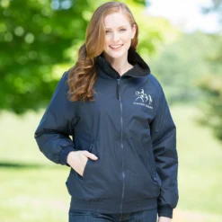 Personalized Fleece Lined Nylon Jacket -Ovatio Horse Shop 16685 navy model 1