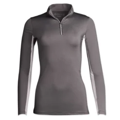 Hadley SunShield Long Sleeve 1/4 Zip By SmartPak -Ovatio Horse Shop 25903 charcoal mineral grey 7113