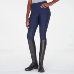 Piper Tights By SmartPak - Knee Patch -Ovatio Horse Shop 26007 navyblackheather bom 0004