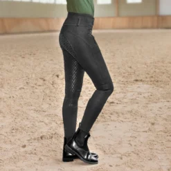 Horze Daniela Women's Silicone Full Seat Breeches -Ovatio Horse Shop 28936 black onmodel