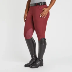Hadley Mid-Rise Side Zip Breeches By SmartPak - Knee Patch -Ovatio Horse Shop 33065 merlot 1