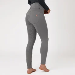 Horze Tara High Waist Silicone Full Seat Breeches - Clearance! -Ovatio Horse Shop 33186 steelgrey 3