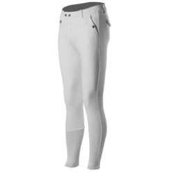 Horze Men's Grand Prix Silicone Knee Patch Breeches -Ovatio Horse Shop 33700 white front