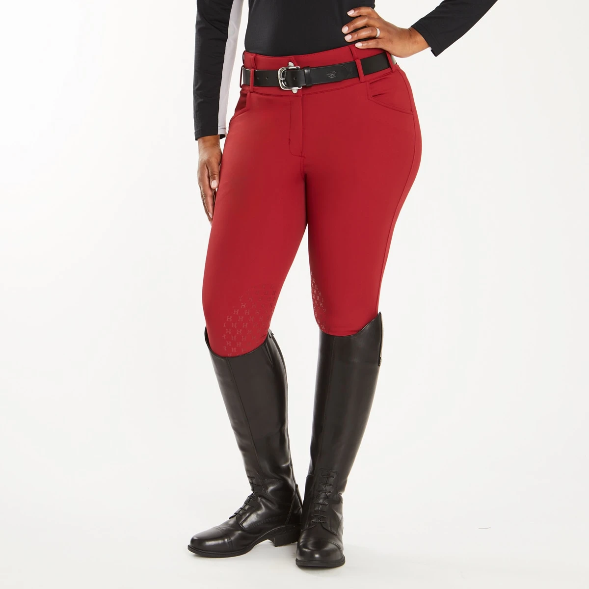 Hadley Curvy Fit Grip Breeches By SmartPak- Knee Patch 1 Hadley Curvy Fit Grip Breeches By SmartPak- Knee Patch