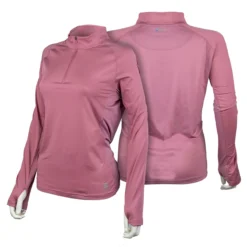 Mobile Cooling Drirelease 1/4 Zip Long Sleeve Sun Shirt -Ovatio Horse Shop 34121 plum frontback