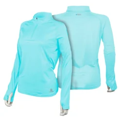 Mobile Cooling Drirelease 1/4 Zip Long Sleeve Sun Shirt -Ovatio Horse Shop 34121 skyblue frontback