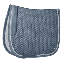 SmartPak Luxe Collection Dressage Saddle Pad - Velvet & Pearls Collection -Ovatio Horse Shop 34457 stormblue 5811