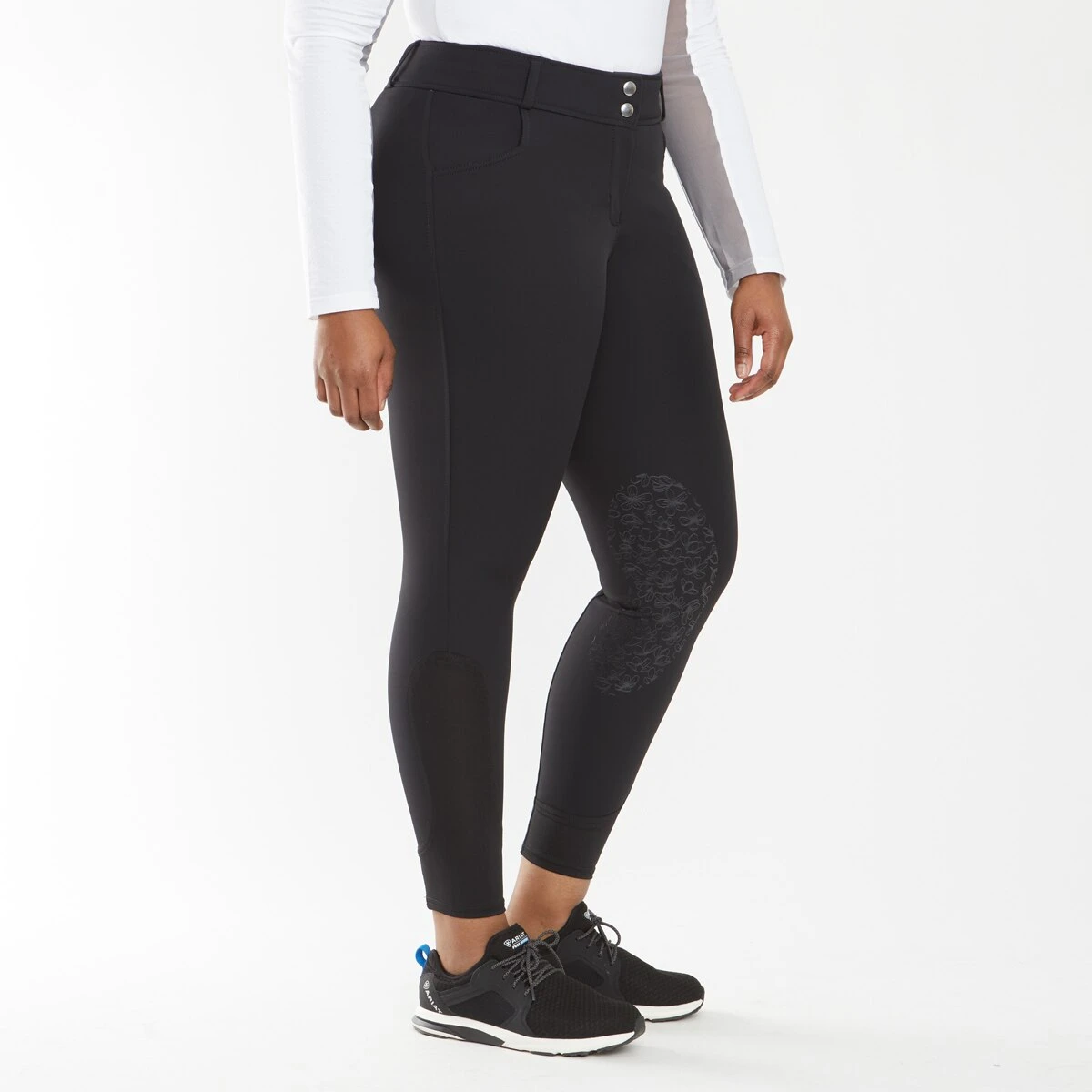 Hadley Mid-Rise Floral Silicone Grip Breeches By SmartPak - Knee Patch 4 Hadley Mid-Rise Floral Silicone Grip Breeches By SmartPak - Knee Patch - Image 4