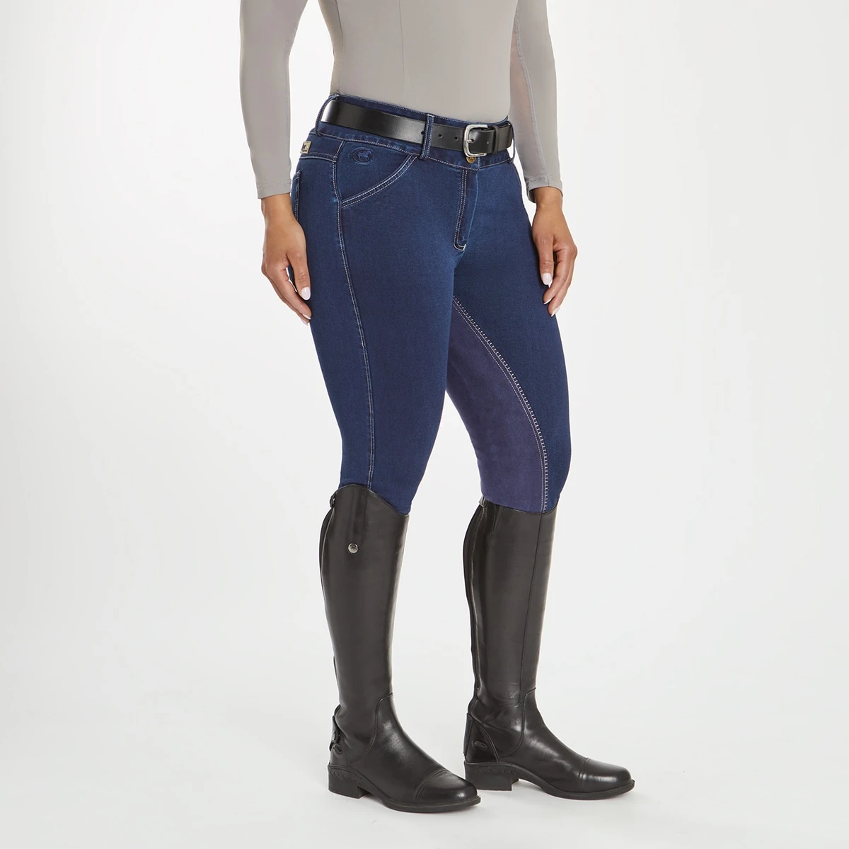 Piper Stretch Denim Curvy Fit Breeches By SmartPak- Full Seat 1 Piper Stretch Denim Curvy Fit Breeches By SmartPak- Full Seat