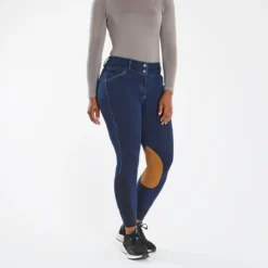 Piper Stretch Denim Curvy Fit Breeches By SmartPak- Knee Patch 6 Piper Stretch Denim Curvy Fit Breeches By SmartPak- Knee Patch -Ovatio Horse Shop 35568 bluedenim 3