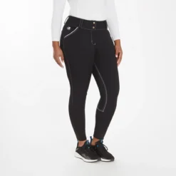 Piper Evolution Curvy Fit Breeches By SmartPak - Knee Patch -Ovatio Horse Shop 35579 blackwhite 4860
