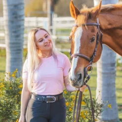 Hannah Childs Lifestyle Maddy Short Sleeve Mesh Tee -Ovatio Horse Shop 35590 blush l1