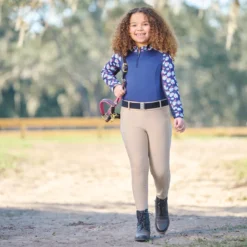 Piper SmartCore&trade; Block Print Long Sleeve Kids 1/4 Zip Sun Shirt By SmartPak - Clearance!